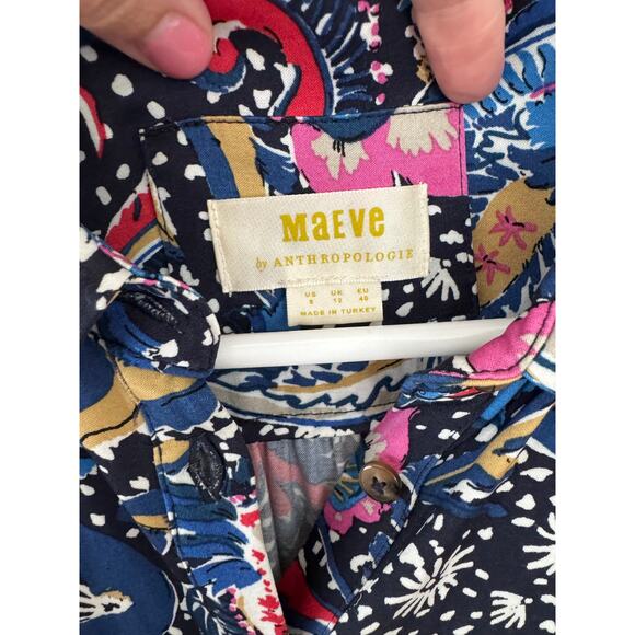 Maeve By Anthropologie Whimsical Floral Collared Printed Maxi Dress 8 - Picture 6 of 6